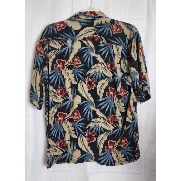 Haggard 100% Silk Shortsleeve Mens Shirt XL - Tropical Print Button Down Pocket - Picture 2 of 7